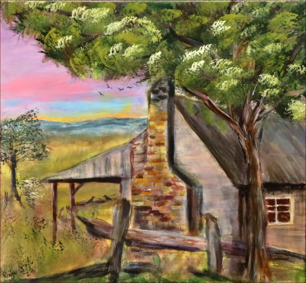 11 'The old Farmhouse' Raija Jantti $150 (45 x 45cm Not Framed) Acrylic - Redland Yurara Art Society