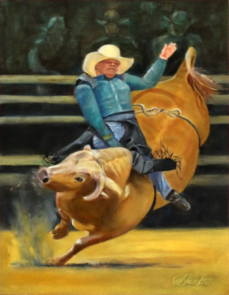 5 'Outback Rodeo' Sharyn Talbot $95 (30 x 45cm Not Framed) Oils - Redland Yurara Art Society