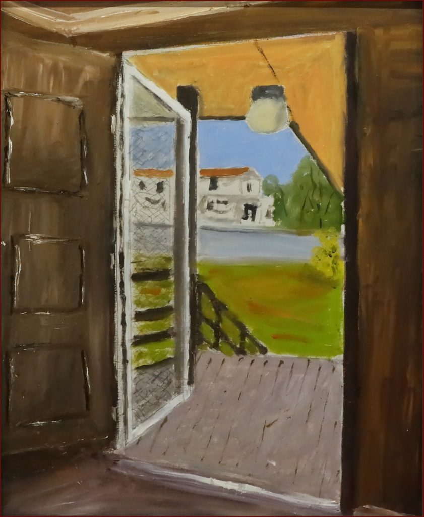10 'Looking out the Door' Ray Hackett $150 (51 x 61cm Framed) Oils - Redland Yurara Art Society