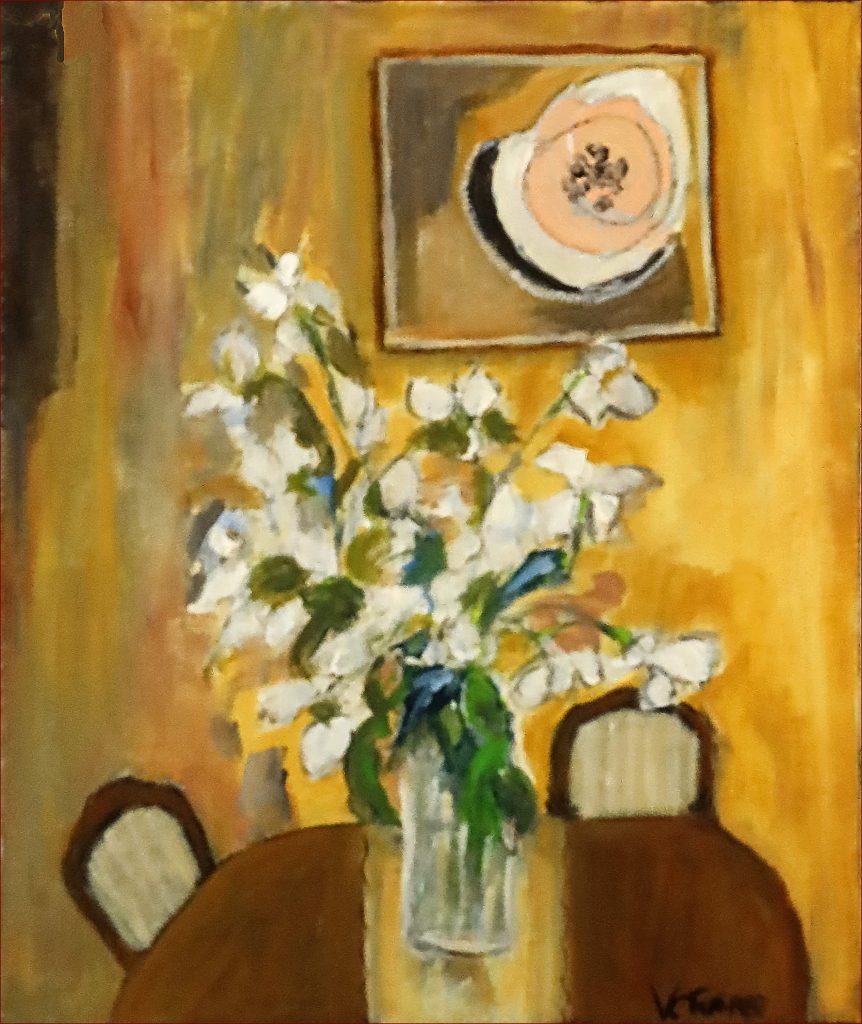 3 'My Dining Room - after Matisse' Val Turner $180 (25 x 30cm Not Framed) Acrylic - Redland Yurara Art Society
