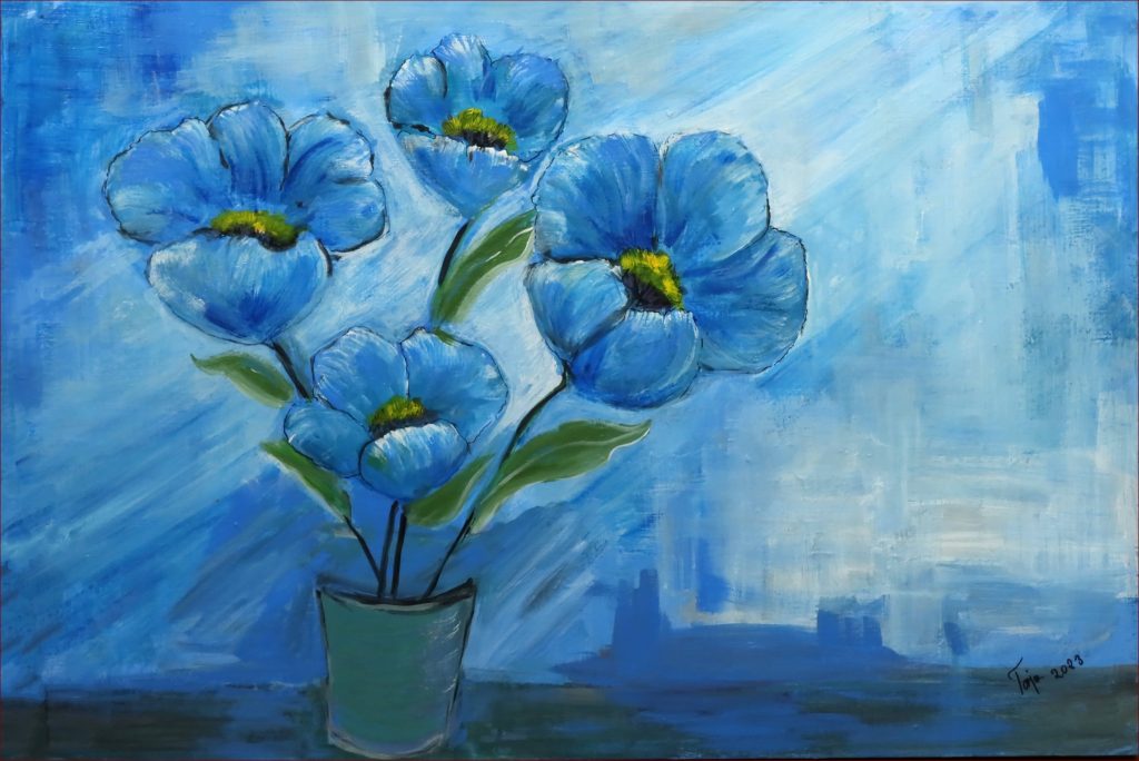 4 'Blue Light' Tarja Rantala $180 (90 x 60cm Not Framed) Acrylic - Redland Yurara Art Society