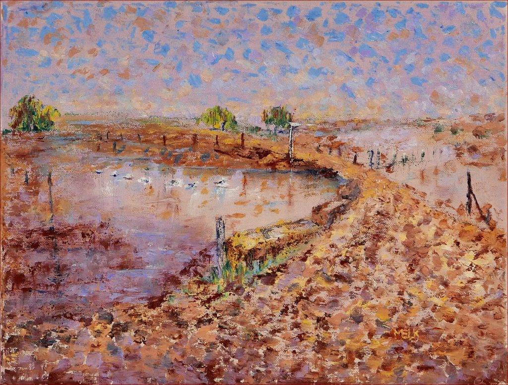 15  'Eyre's Creek - Cutterburra' Mary Kirkby $190 (40cm x 30cm Not Framed) Oils