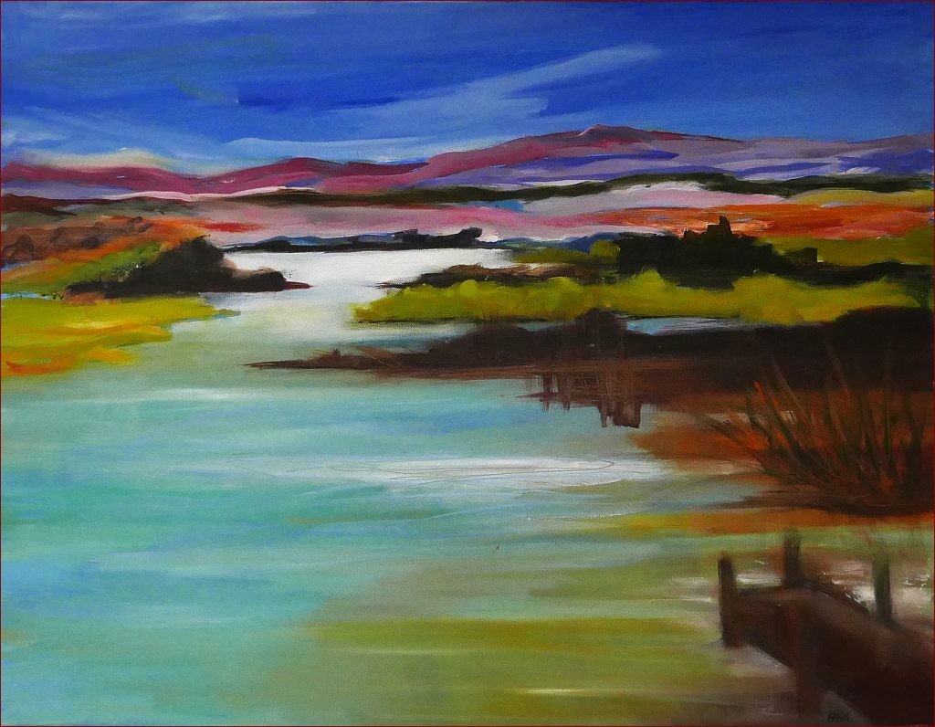 21  'Jetty by the Lake' Pam MacColl $200 (70cm x 58cm Not Framed) Oils