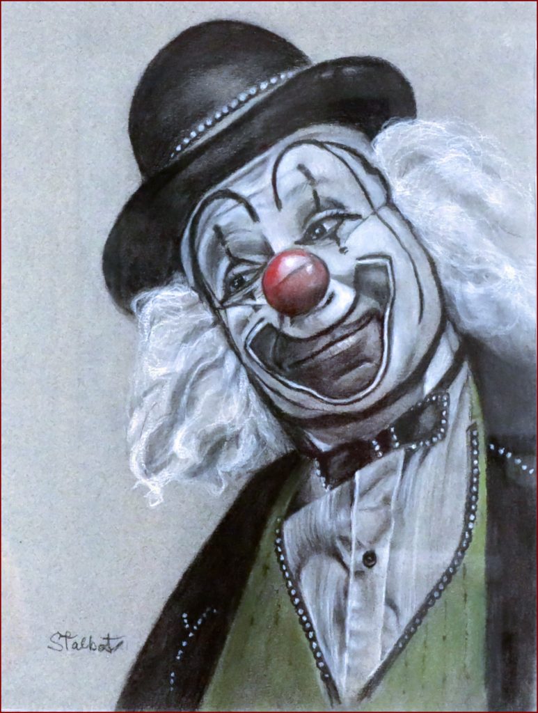 11 'The Clown' Sharyn Talbot $275 (Framed) Charcoal & Pastel - Redland Yurara Art Society