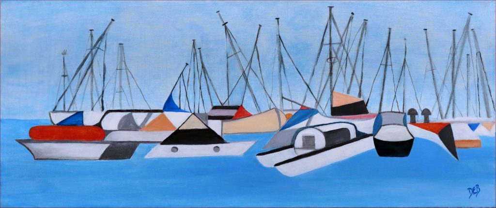 13 'At the Marina' Danielle Bain $150 (70cm x 30cm Not Framed) Acrylic - Redland Yurara Art Society