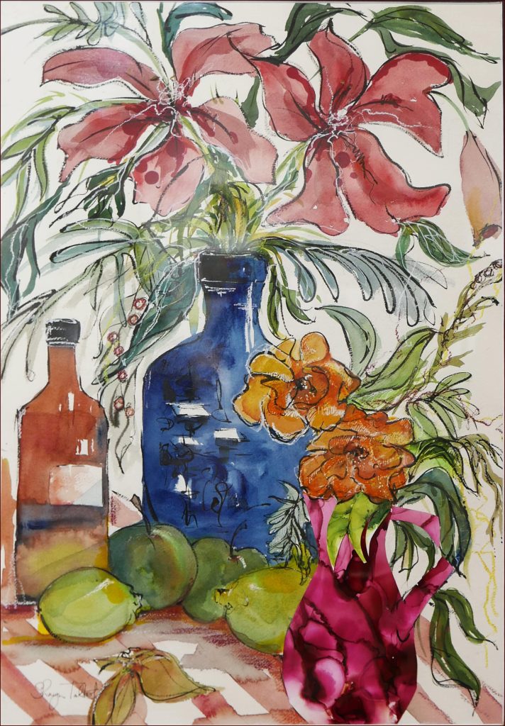 02 'Floral Mixture' Sharyn Talbot $225 (45cm x 55cm framed) Mixed Media - Redland Yurara Art Society