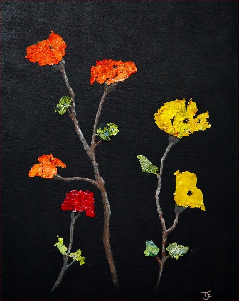 06 'Palette Petals' Tony Edbrooke $95 (40cm x 50cm not framed) Mixed Media - Redland Yurara Art Society
