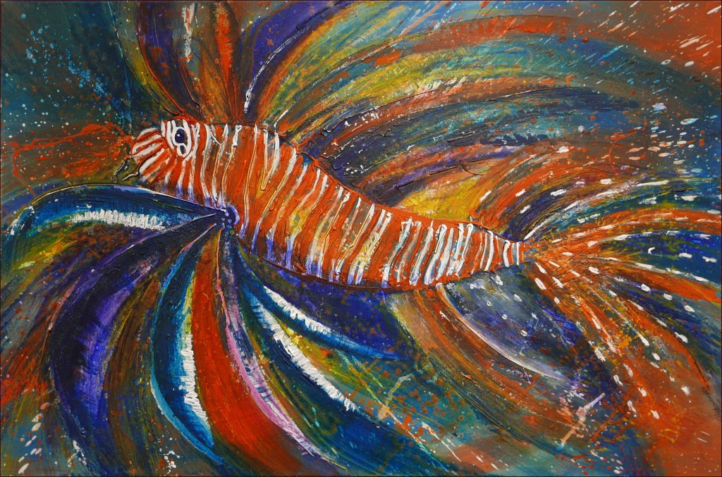 24 'Lionfish' Kathryn Ryan $275 (60cm x 90cm not framed) Mixed Media - Redland Yurara Art Society