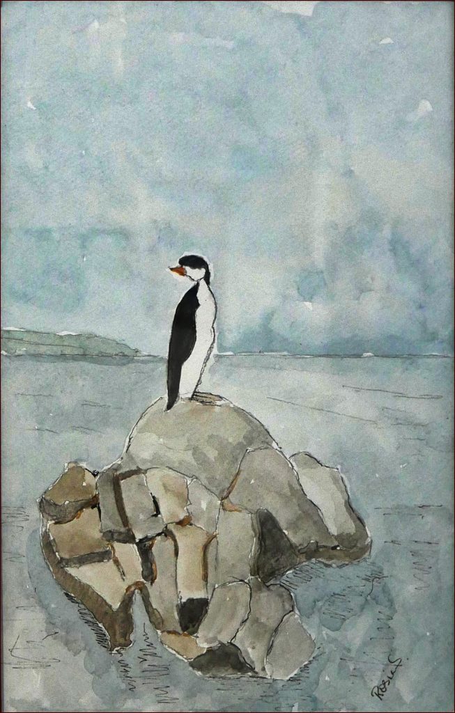 01 'Cormorant at Cleveland' Rosie Sheehan $60 (26cm x 36cm Framed) Watercolour - Redland Yurara Art Society