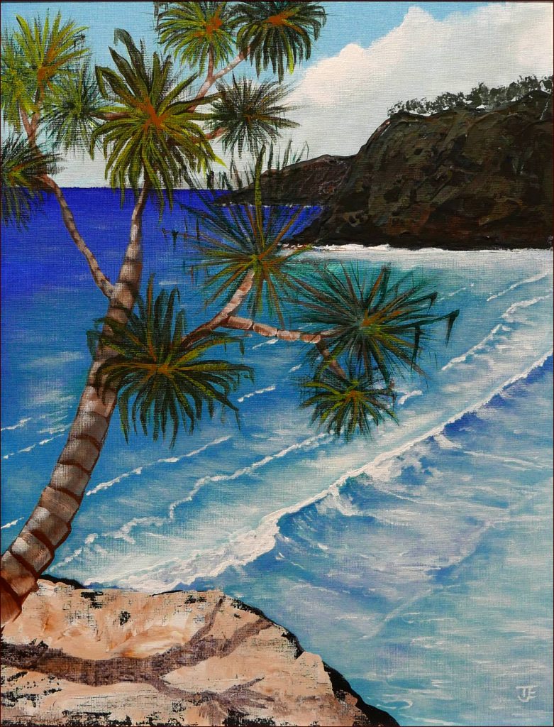 05 'Straddie Beach' Tony Edbrooke $185 (30cm x 40cm Framed) Acrylic - Redland Yurara Art Society