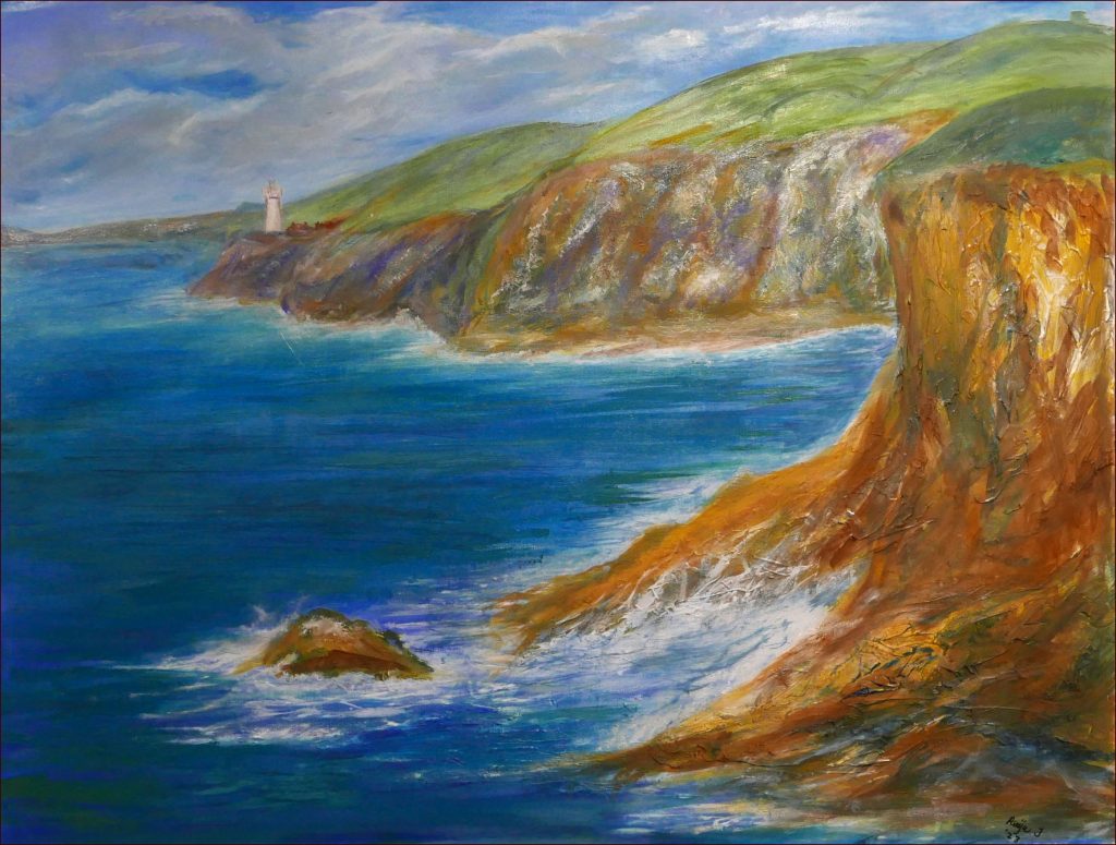 09 'Coastal Cliffs' Raija Jantti $300 (100cm x 75cm Not Framed) Oils - Redland Yurara Art Society