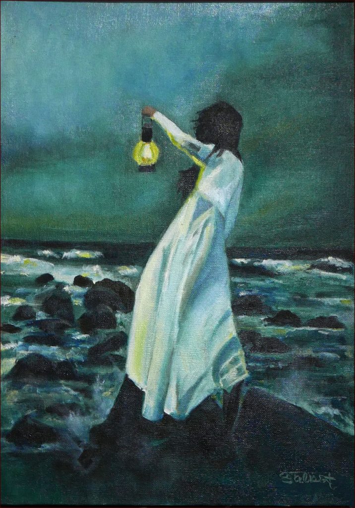 19 'Lady with the Lamp' Sharyn Talbot $145 (30cm x 40cm Framed) Oils - Redland Yurara Art Society