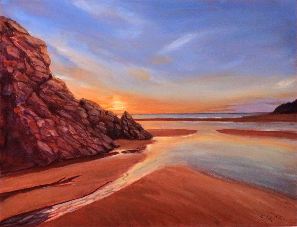 22 'East Coast Sunrise' Evelyn Kerlin $250 (61cm x 45cm Not Framed) Acrylic - Redland Yurara Art Society