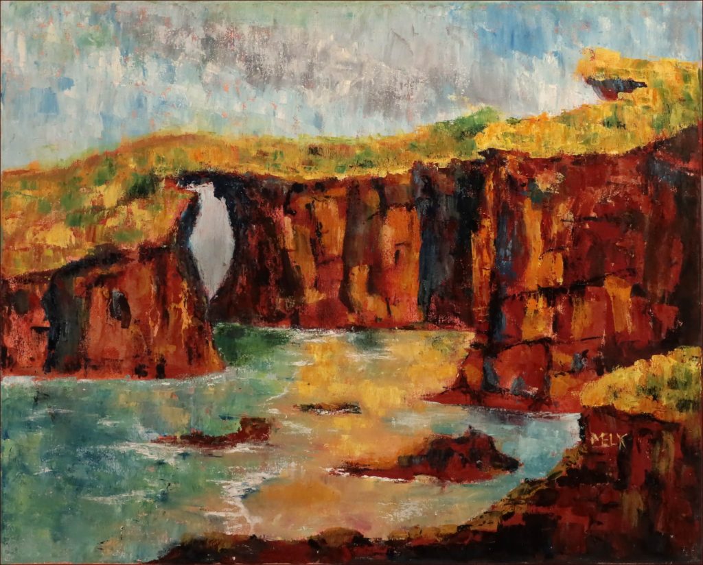 28 'Washing Away' Mary Kirkby $310 (61cm x 50cm Not Framed) Oils - Redland Yurara Art Society