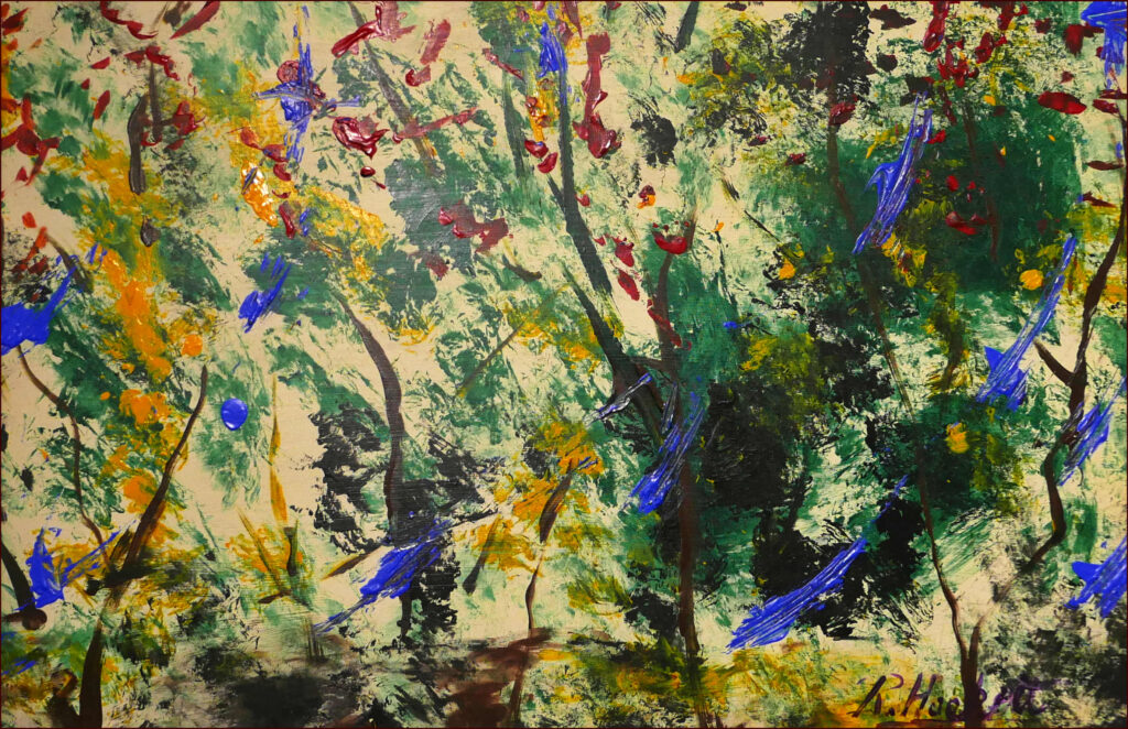 13 'Spring Breeze' by Ray Hackett, Acrylic 91x61cm Framed, $150 - Abstracts Art Exhibition - Redland Yurara Art Society