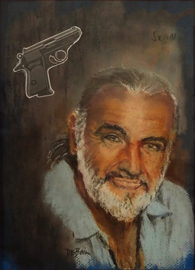 13_'Sean-Connery' by Dainelle Bain, Pastel & Paper, 21x30cm, Framed, $60 - April -2024_Redland-Yurara-Art-Society