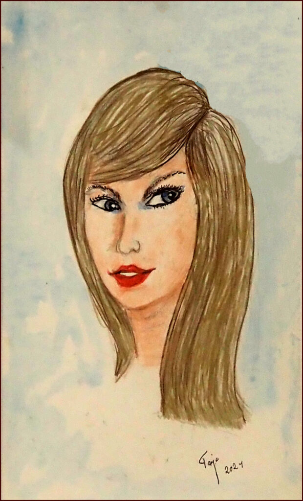 15_'Taylor Swift' by Tarja Rantala, Mixed Media, 32x45cm, Framed, $60 - April 2024_Redland-Yurara-Art-Society