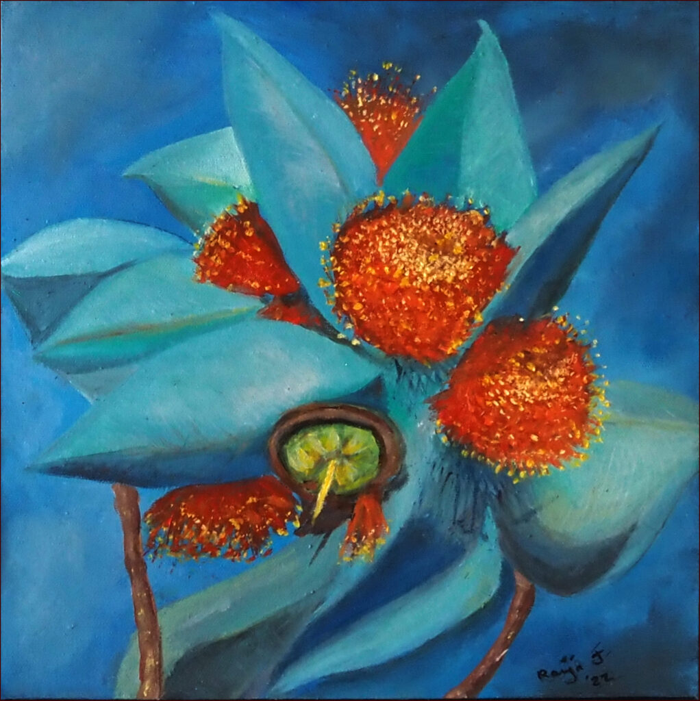 02 'Native Flora' by Raija Jantti, Oils, 26x26cm Framed, $60