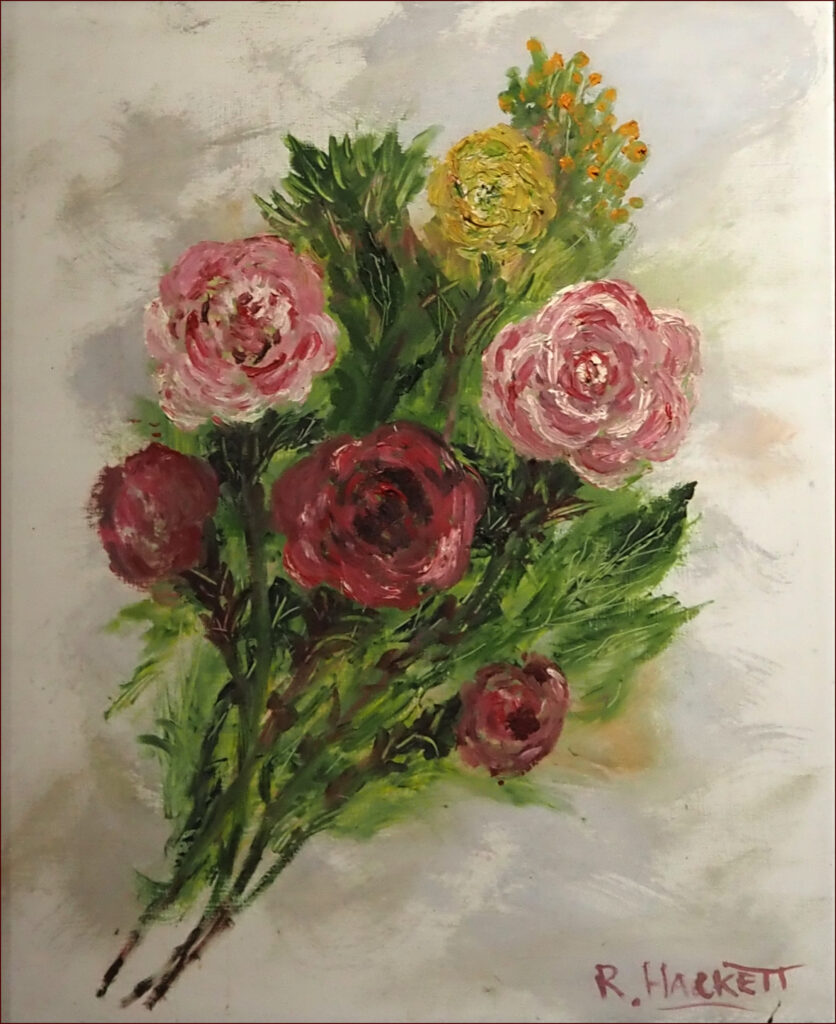 08 'Flowers' by Ray Hackett, Oils, 45x55cm, Framed, $180