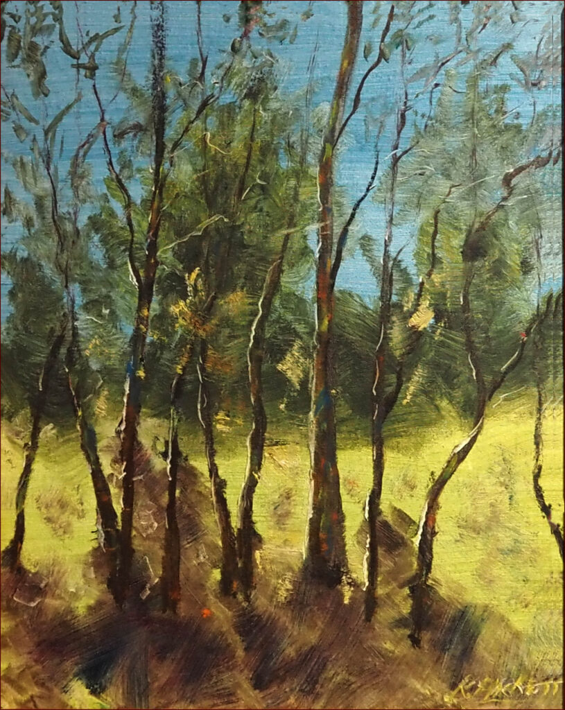 09 'Trees' by Ray Hackett, Oils, 45x55cm, Framed, $250