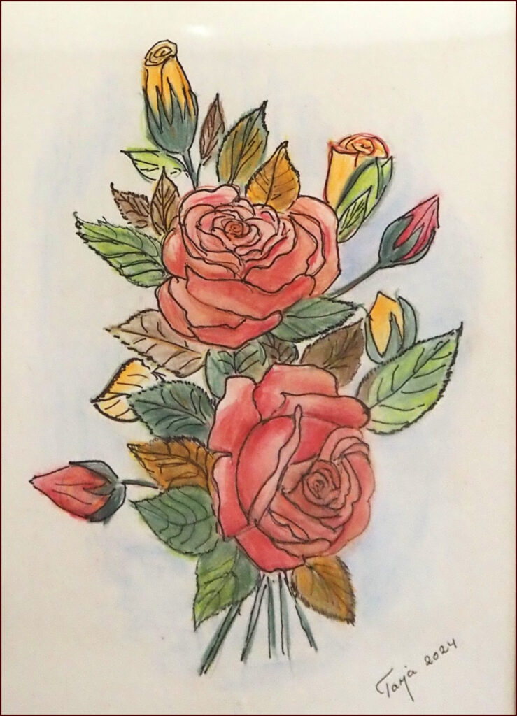 10 'Roses' by Tarja Rantala, Mixed Media, 30x42cm, Framed, $60