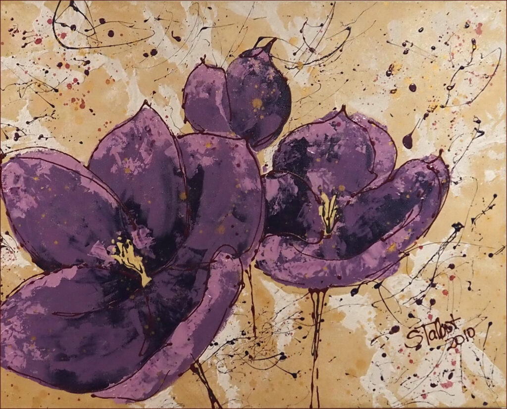 12 'Purple Bloom' by Sharyn Talbot, Acrylic, 75x60cm, Not Framed, $180