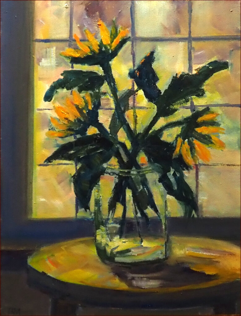 14 'Sunflower magic' by Pam Maccoll, Oils, 30x40cm, Not Framed, $140