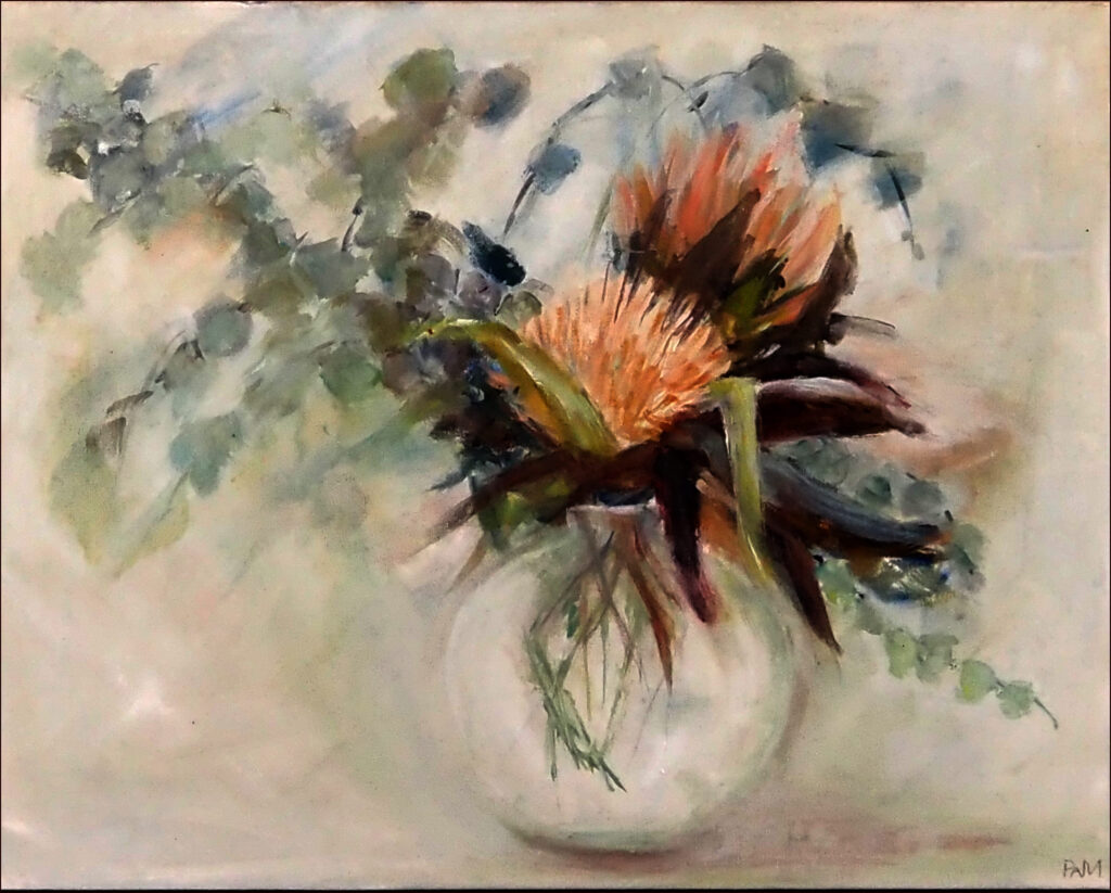 15 'Proteas' by Pam Maccoll, Oils, 50x40cm, Not Framed, $150