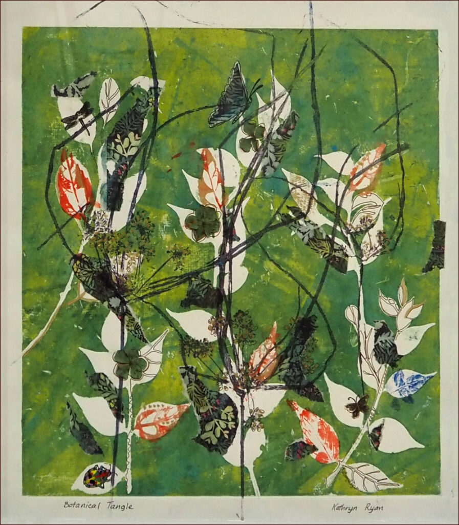 20 'Botanical Tangle' by Kathryn Ryan, Mixed Media, 50x50cm, Framed, $200