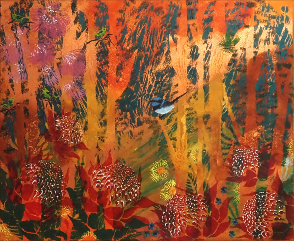 22 'Golden Moments' by Wendy Duff, Mixed Media, 60x50cm, Not Framed, $90