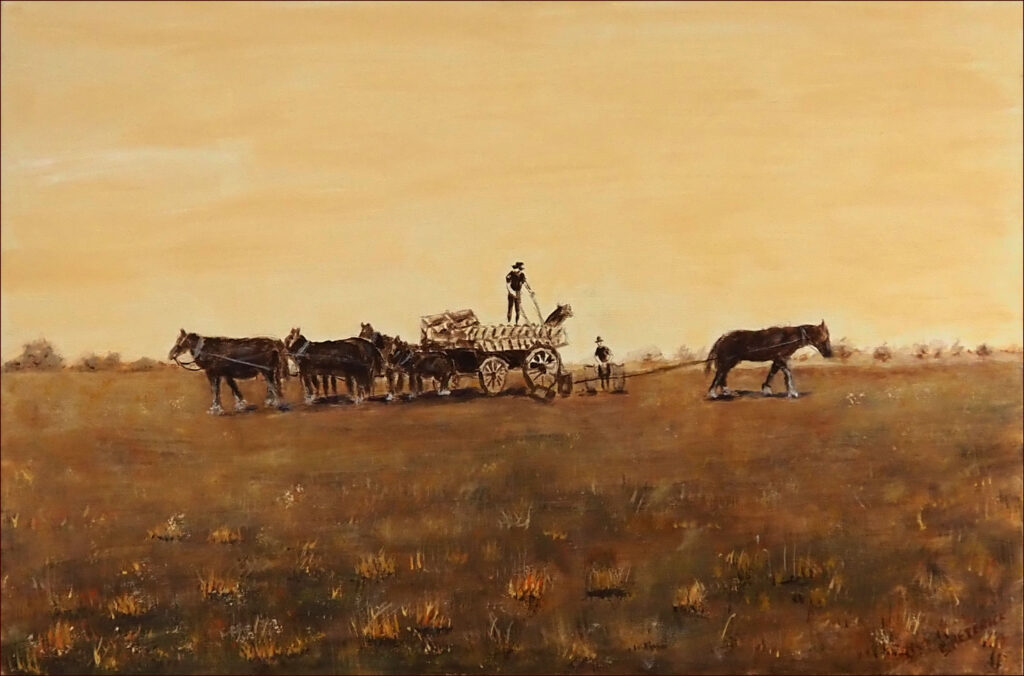 01 'Harvest Time at Bungaluke 1' by Sylvia Heterick, Acrylic, 77x51cm, Not Framed, Not For Sale