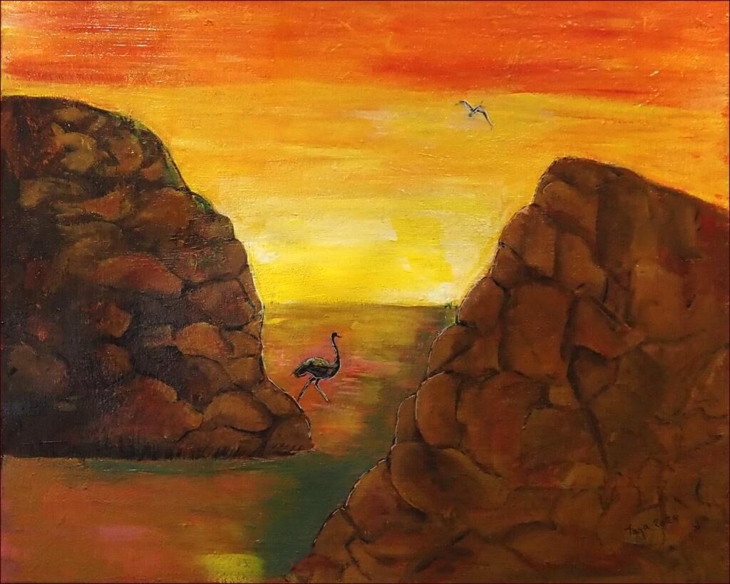 06 'Lone Emu' by Tarja Rantala, Acrylic, 75x60cm, Not Framed, $150