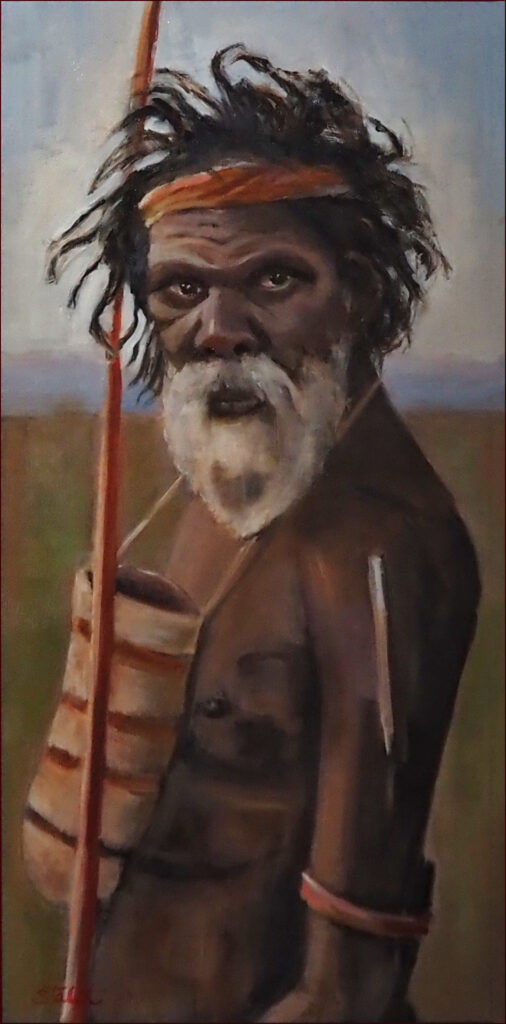 23 'Warrior' by Sharyn Talbot, Oils, 30x60cm, Framed, $195