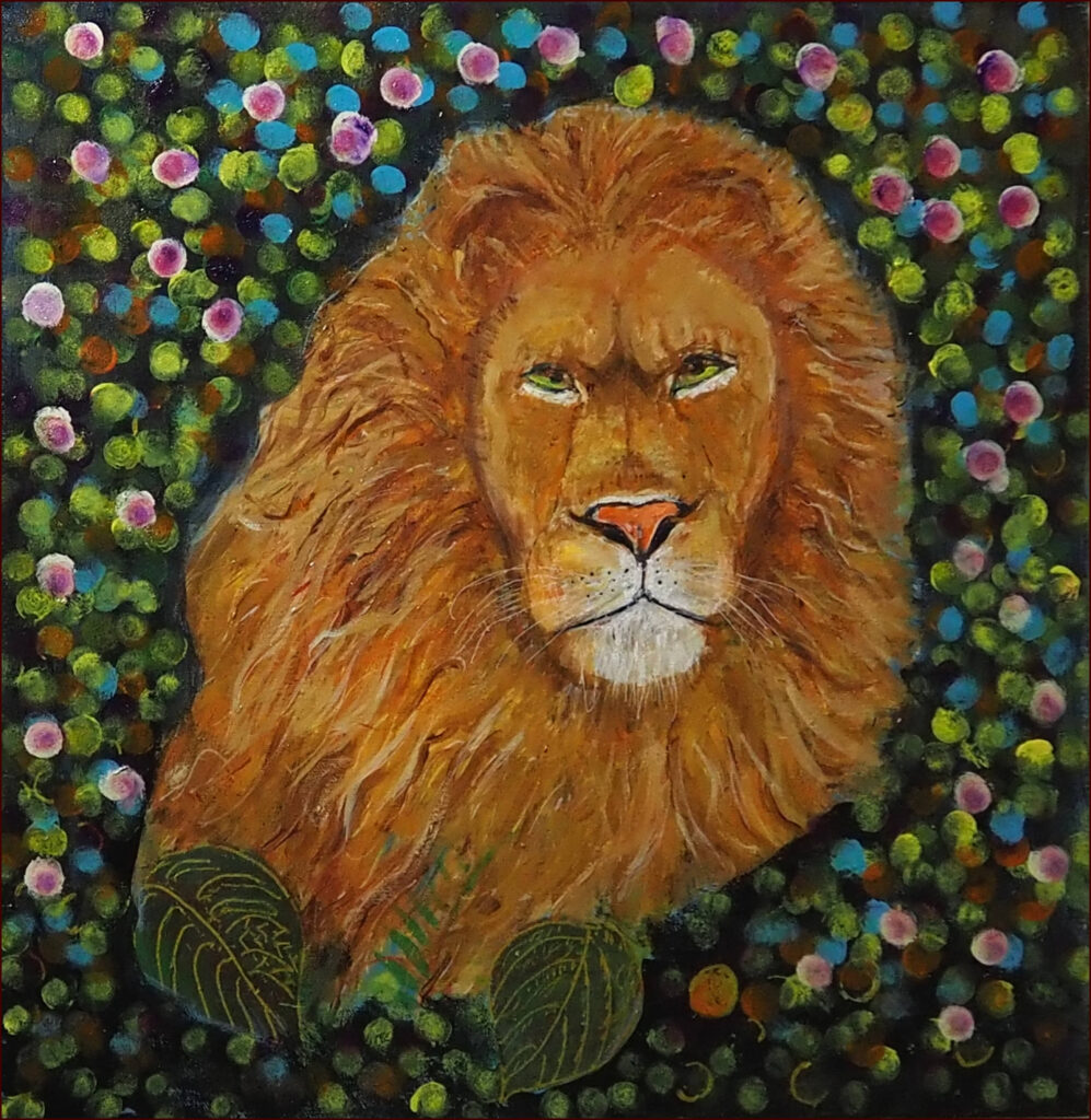 05 'Lion' by Tarja Rantala, Acrylic, 46x46cm, Not Framed, $120