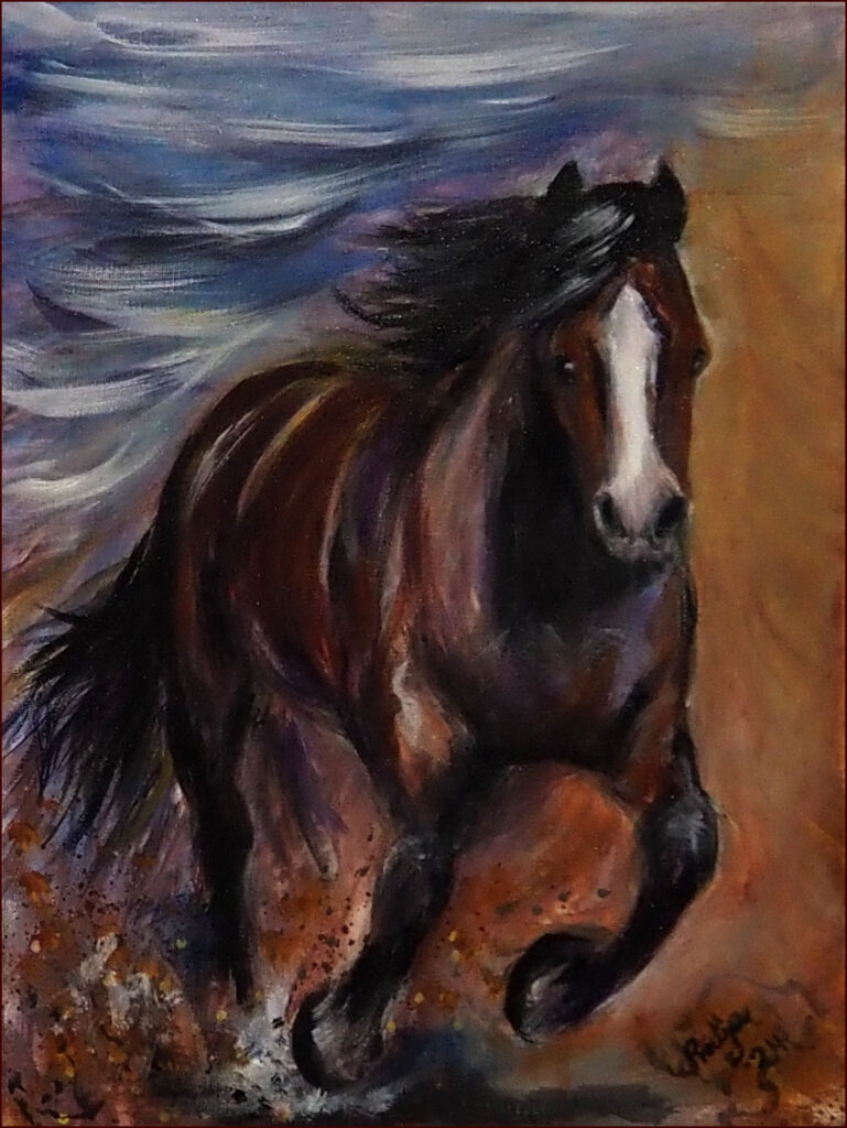 09 'Wild Pony' by Raija Jantti, Acrylic, 30x40cm, Not Framed, $80