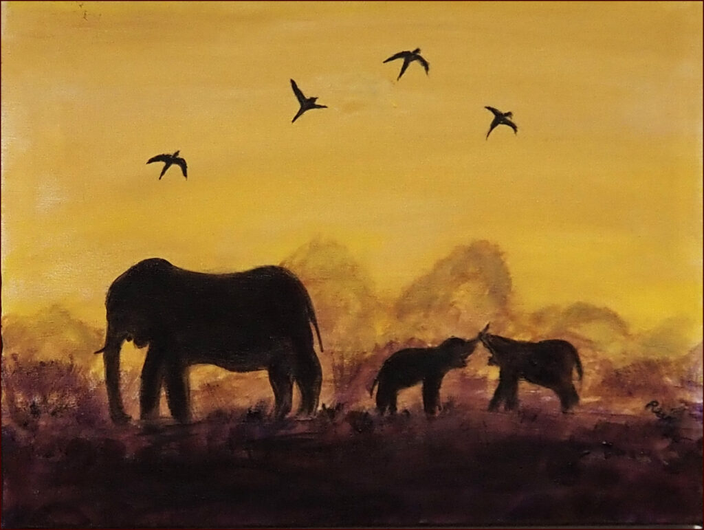 10 'Sunset Silhouettes' by Raija Jantti, Acrylic, 40x30cm, Not Framed, $80