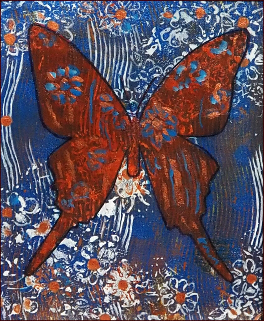 12 'Fly Free' by Arja Tossavainen, Acrylic, 24x29cm, Framed, $95