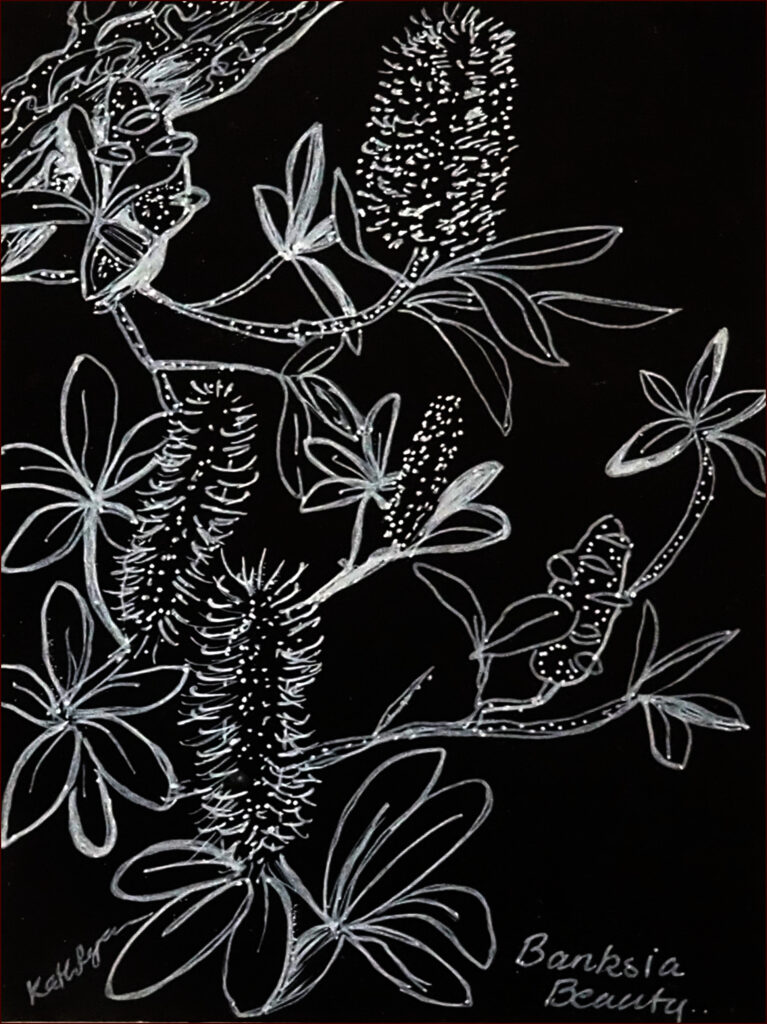 14 'Banksia Beauty' by Kathryn Ryan, Acrylic, 40x21cm, Framed, $55