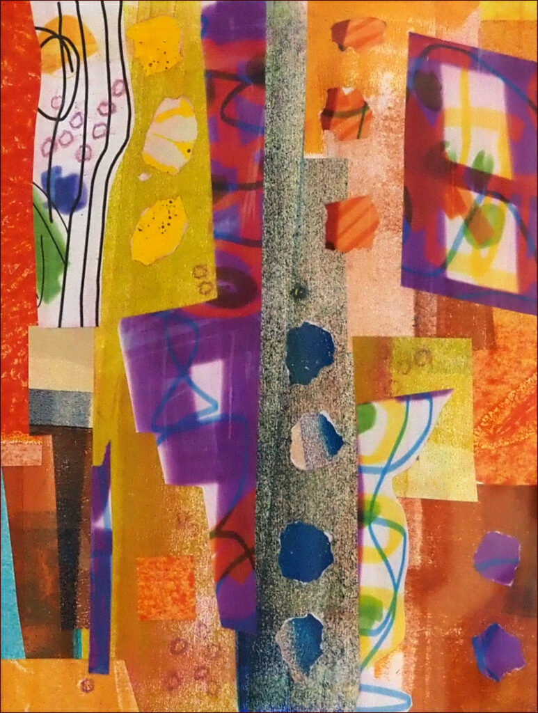 16 'Purple Openings' by Joanne Hilder, Collage, 42x52cm, Framed, $200