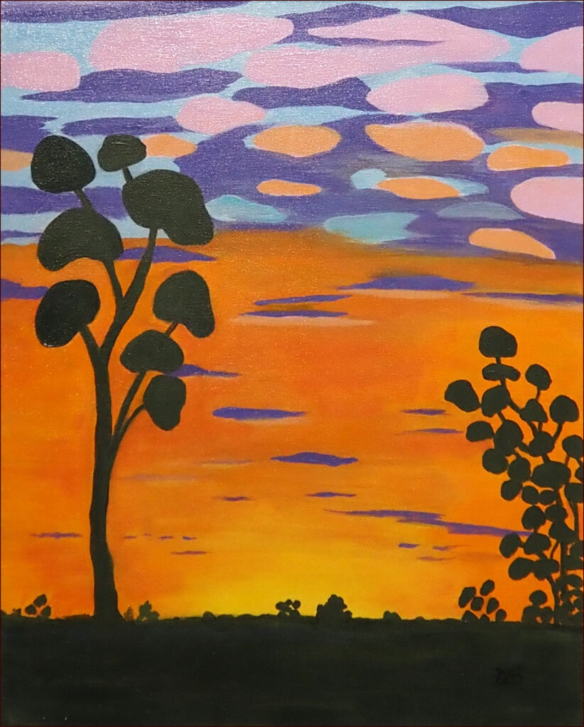 18 'Sunset Reimagined' by Danielle Bain, Acrylic, 40x50cm, Not Framed, $180