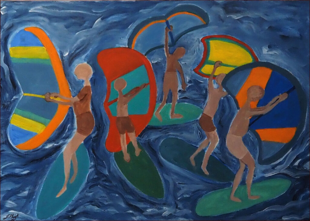 36 'Design of Wing Surfing' by Jodi Van Der Pligt, Acrylic, 70x50cm, Not Framed, $120