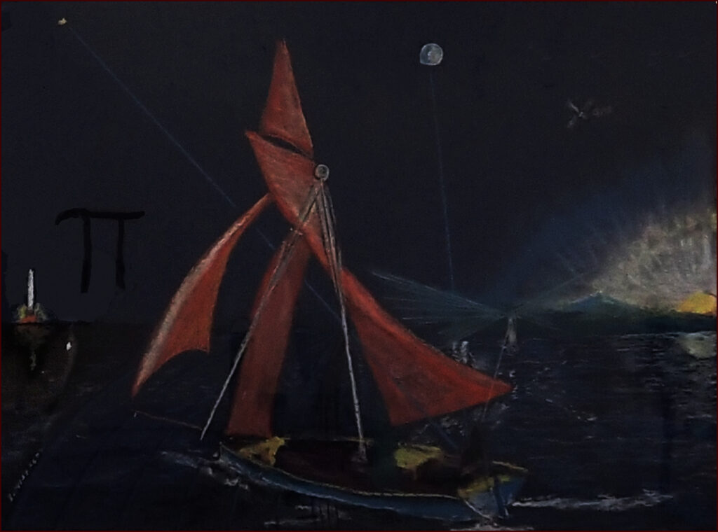 01 'Navigation - Pi in the Sky with GPS' by Maryann Tucker Pastel, 52x42cm, Framed, $80