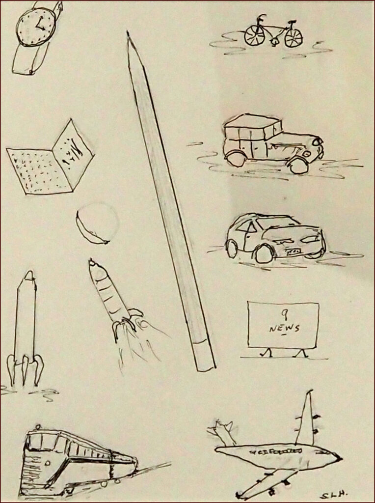 05 'The Pencil - the Most Important Tool' by Sylvia Heterick, Ink, 38x43cm, Framed, $80