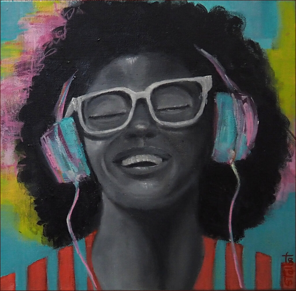 10 'Wired Emotions 2' by Sharyn Talbot. Oils & Acrylic, 30x30cm, Framed, $80