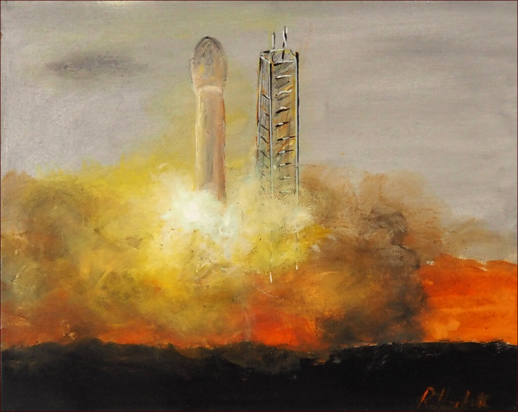 14 'Spacex' by Ray Hackett, Acrylic, 50x40cm, Not Framed, Donation