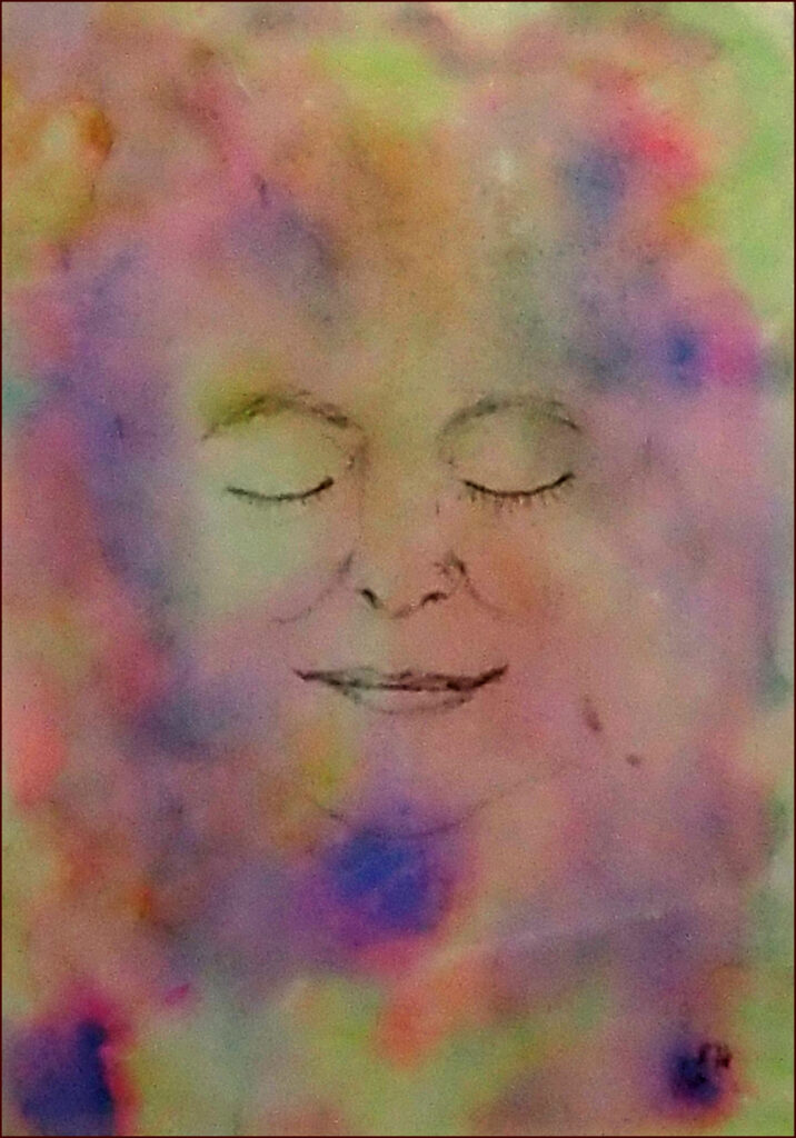 01 'Sweet Dreams', Sylvia Heterick, Watercolour, 24x19cm, Framed, $50