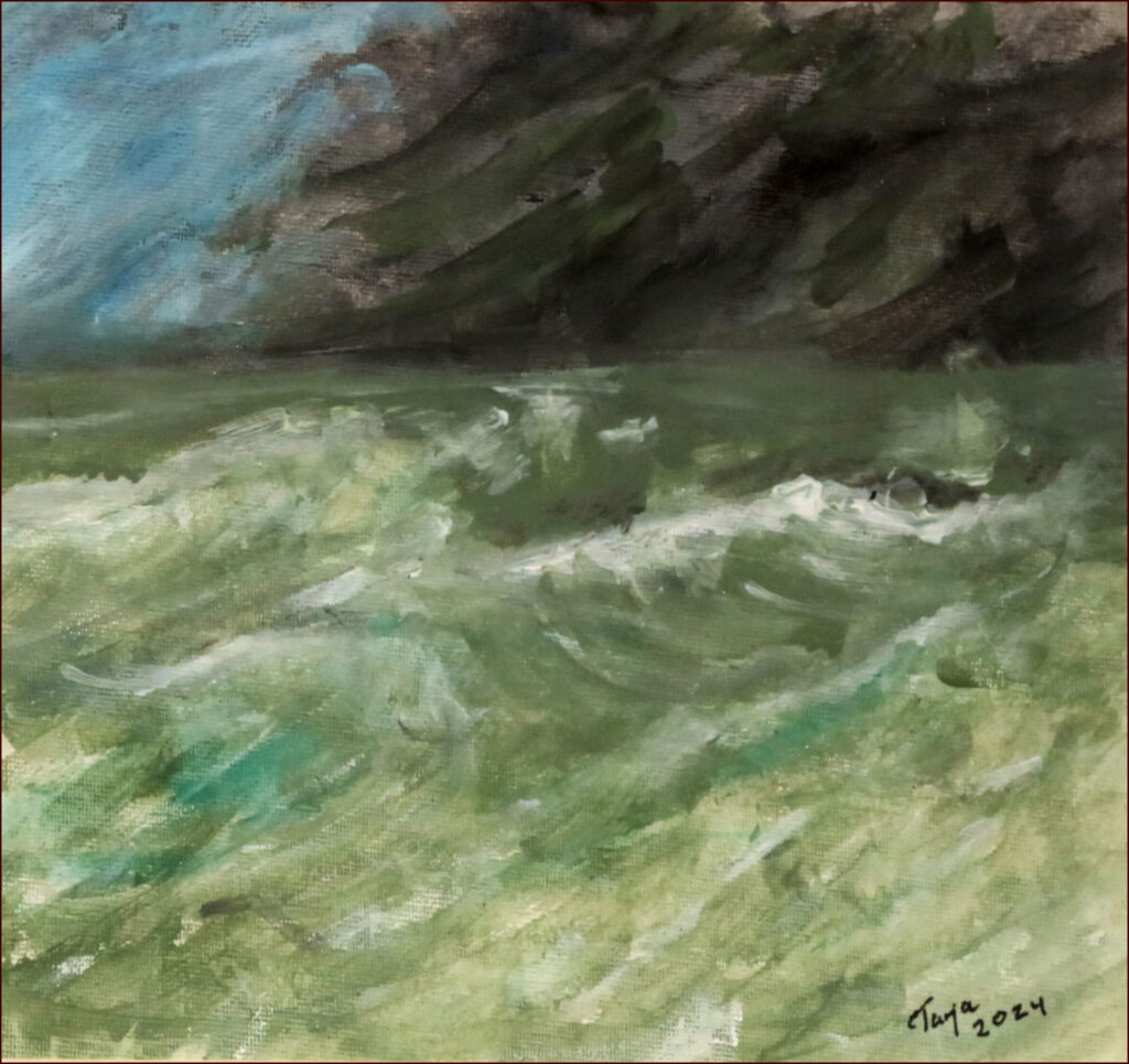 05 'Tempest', Tarja Rantala, Acrylic, 21x29cm, Framed, $110