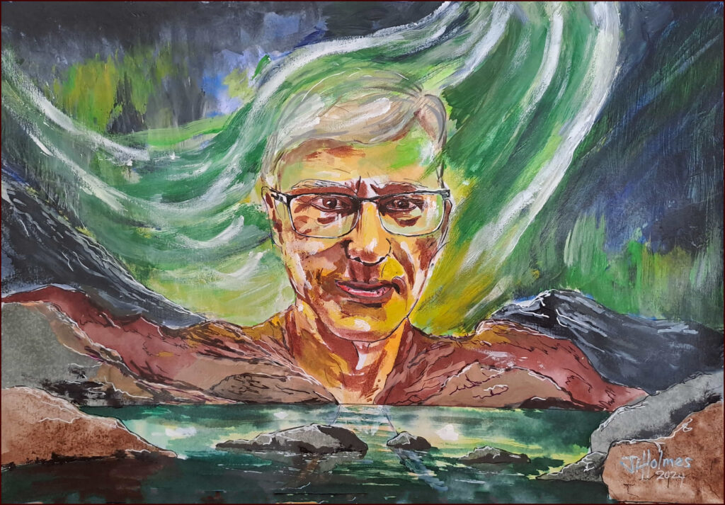 10 'Self Portrait with Ancestoral Memory', John L Holmes, Acrylic, Ink & Watercolour, 41x29cm, Framed, $150