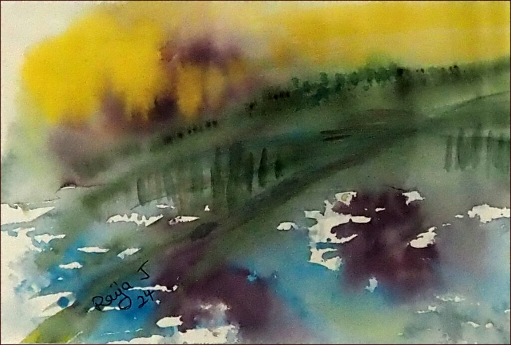 15 'Journey', Raija Jantti, Watercolour, 22x15cm, Framed, $100