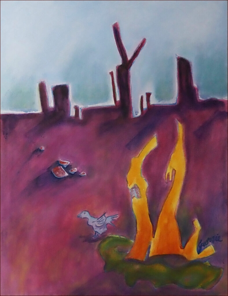 18 'Skinny Chicken', Georgie Usher, Acrylic, 40x50cm, Not Framed, $275